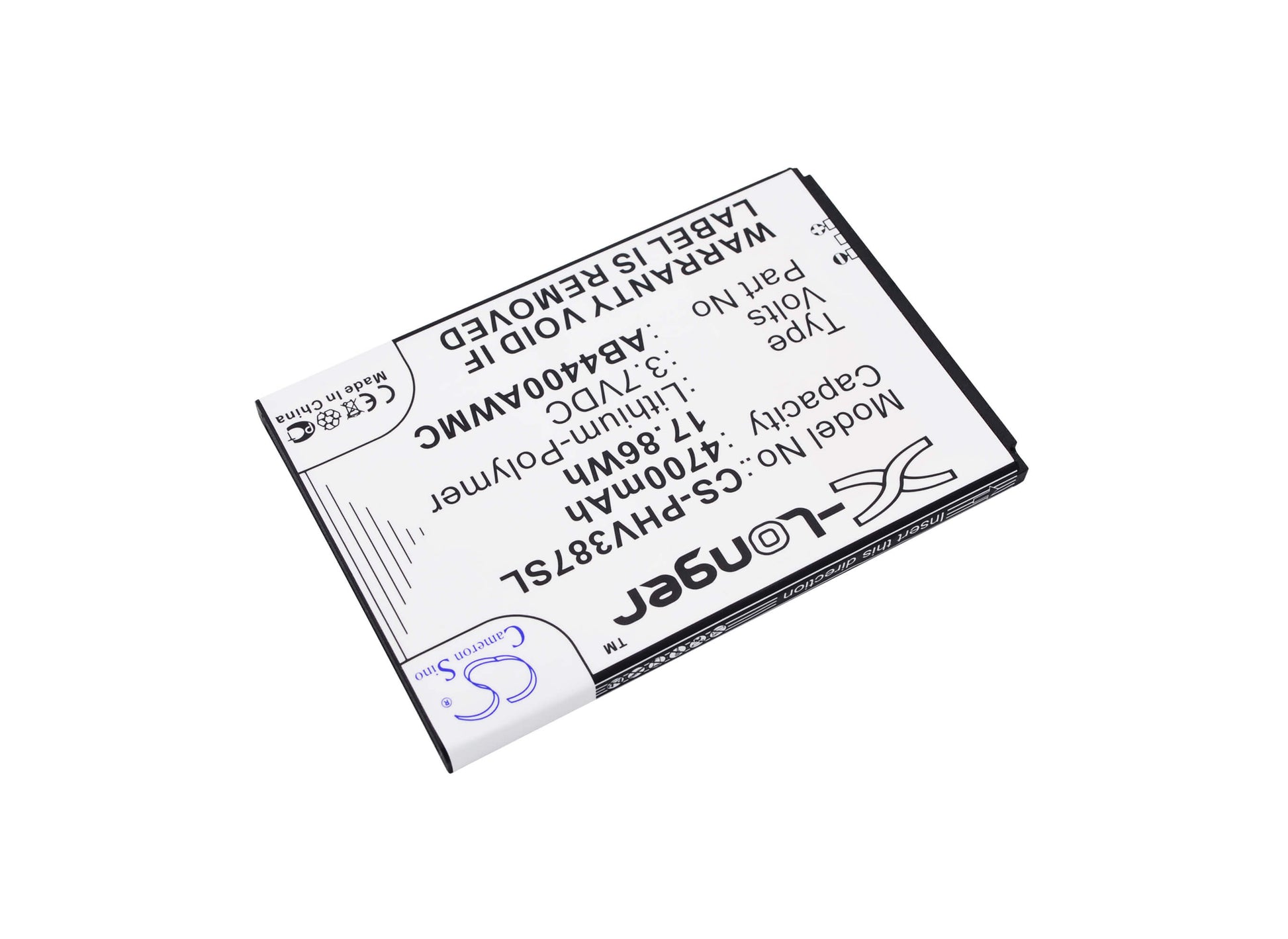 3.7V, 4700mAh, Li-Polymer Battery fits Philips, Xenium V387, 17.39Wh