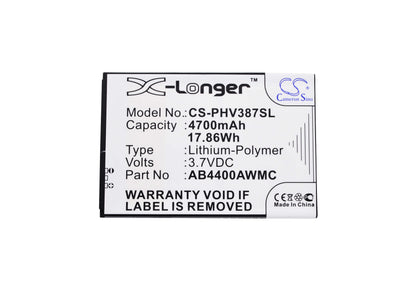 3.7V, 4700mAh, Li-Polymer Battery fits Philips, Xenium V387, 17.39Wh