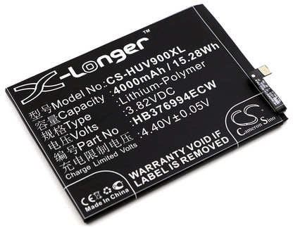 3.82V, 4000mAh, Li-Polymer Battery fits Huawei, Duk-al20, Duk-l09, 15.28Wh