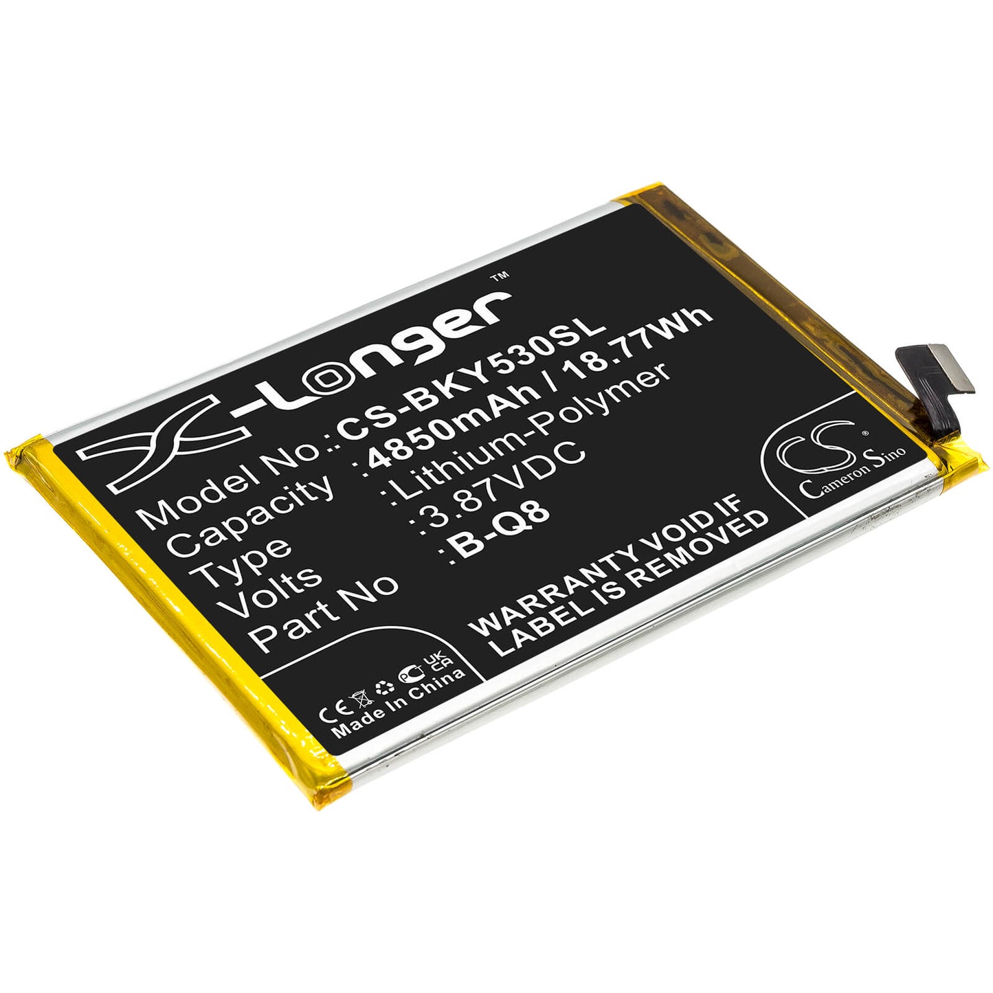 3.87V, 4850mAh, Li-Polymer Battery fits Vivo, V2058, V2111a, 18.7695Wh