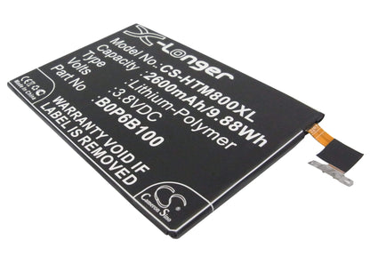 3.8V, 2600mAh, Li-Polymer Battery fits Htc, 0p8b200, 0paj5, 9.88Wh