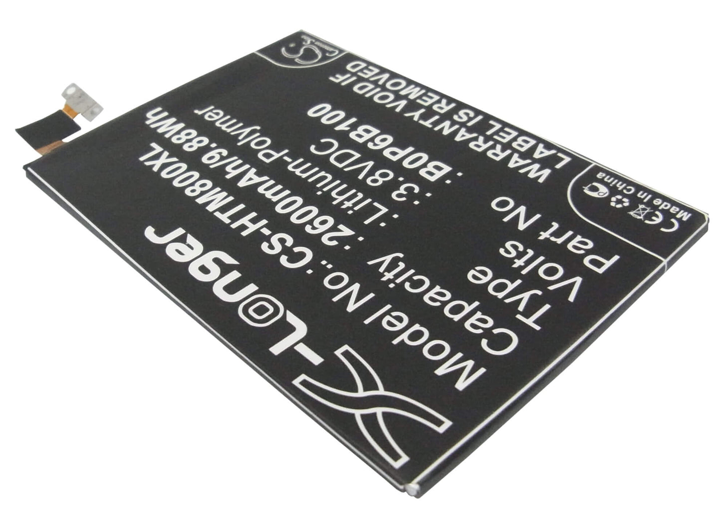 3.8V, 2600mAh, Li-Polymer Battery fits Htc, 0p8b200, 0paj5, 9.88Wh