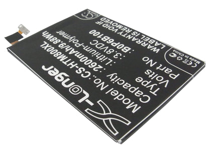 3.8V, 2600mAh, Li-Polymer Battery fits Htc, 0p8b200, 0paj5, 9.88Wh