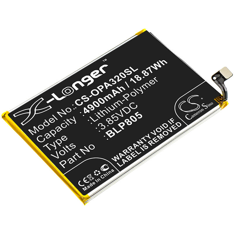3.85V, 4900mAh, Li-Polymer Battery fits Oppo, A32, A53, 18.865Wh