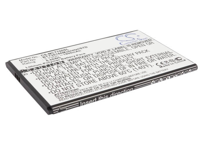 3.7V, 1800mAh, Li-Polymer Battery fits Mobistel, Cynus T7, Mt-600s, 6.66Wh