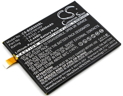 3.8V, 3800mAh, Li-Polymer Battery fits Bq, Aquaris E6, 14.44Wh