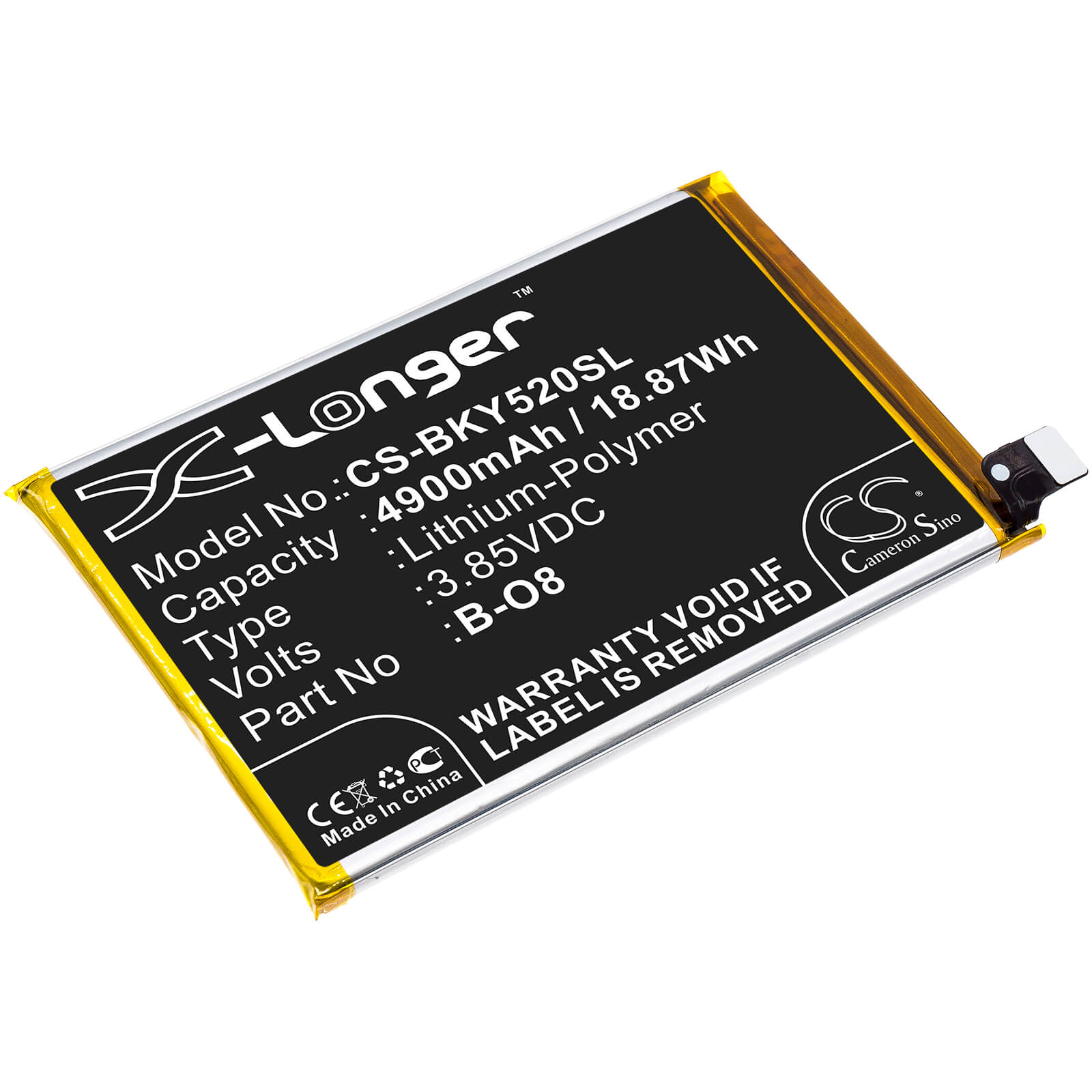 3.85V, 4900mAh, Li-Polymer Battery fits Vivo, Y52s, 18.865Wh