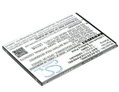 3.8V, 3200mAh, Li-ion Battery fits Acer, Liquid Z630, Liquid Z630s, 12.16Wh