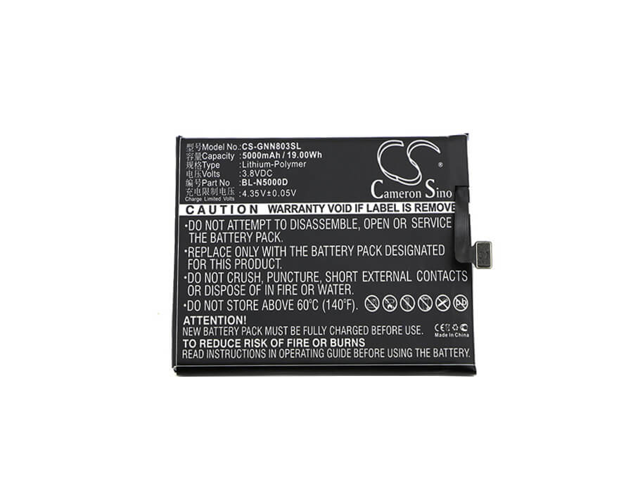 3.8V, 5000mAh, Li-Polymer Battery fits Gionee, Gn8003, M6, 19Wh