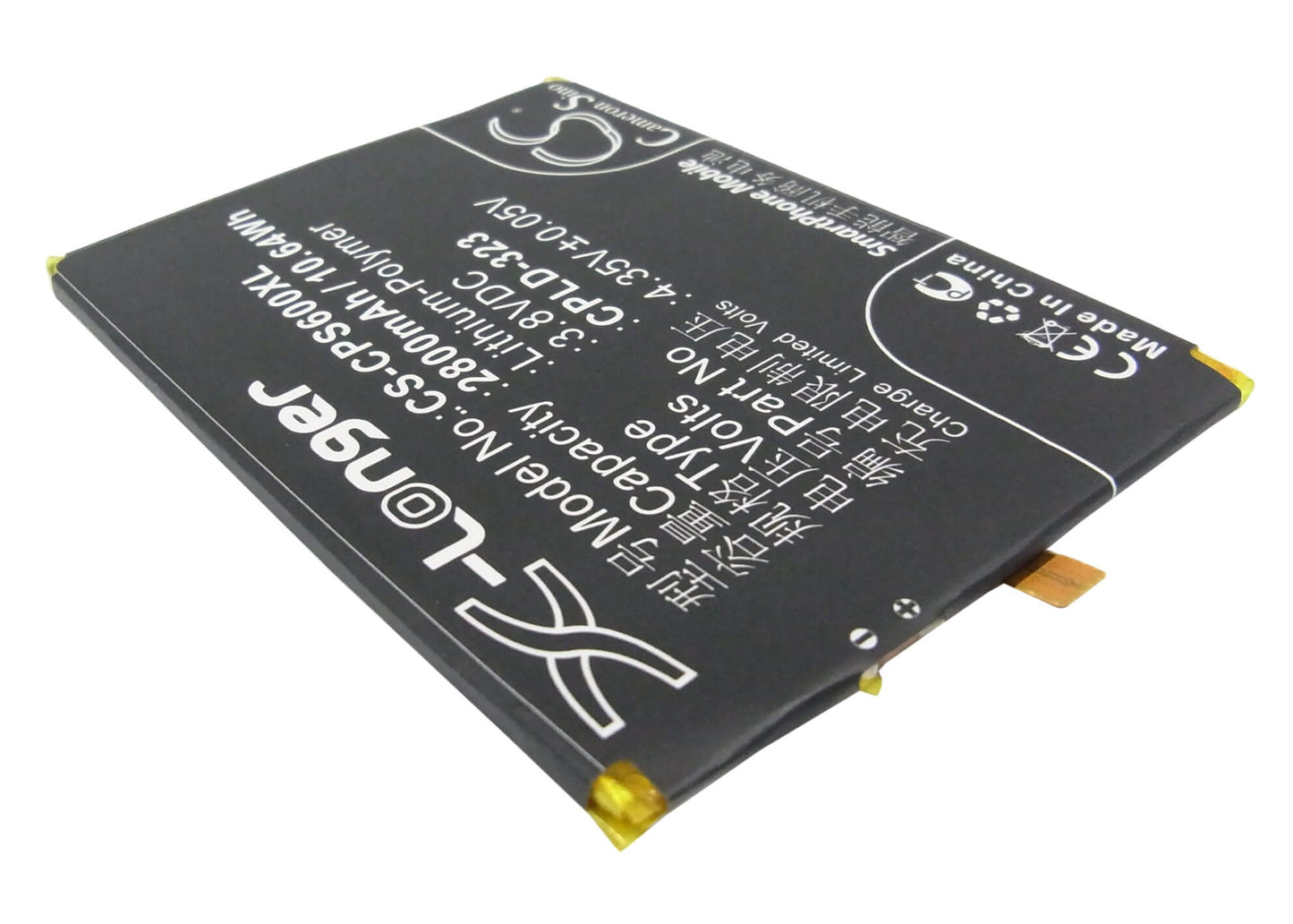 3.8V, 2800mAh, Li-Polymer Battery fits Coolpad, 9190l, 9190l-c00, 10.64Wh