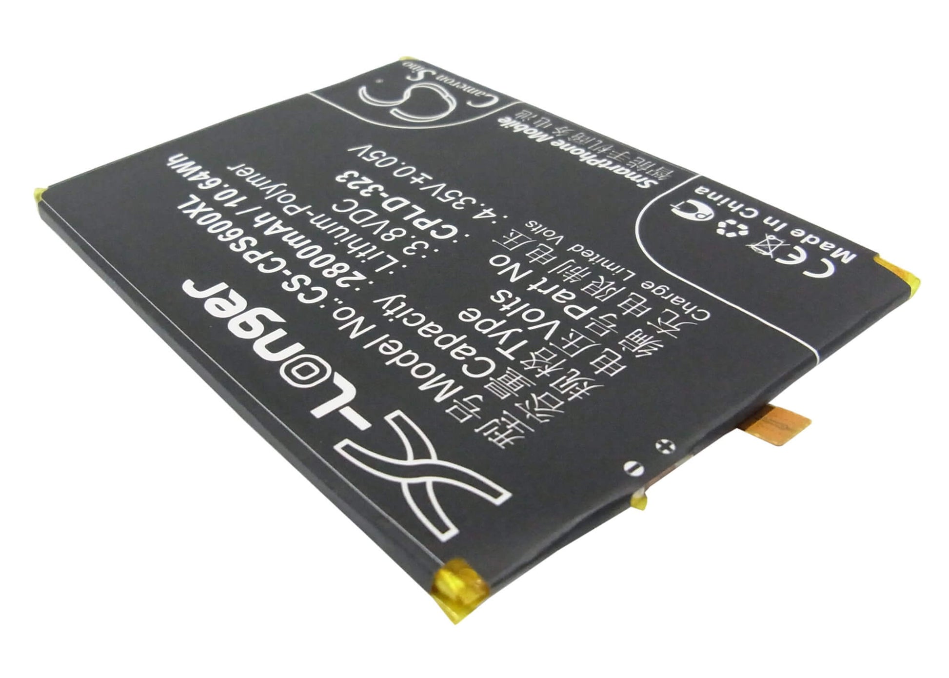 3.8V, 2800mAh, Li-Polymer Battery fits Coolpad, 9190l, 9190l-c00, 10.64Wh