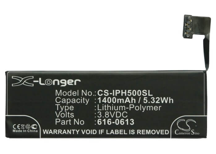 3.8V, 1400mAh, Li-Polymer Battery fits Apple, A1428, A1429, 5.32Wh
