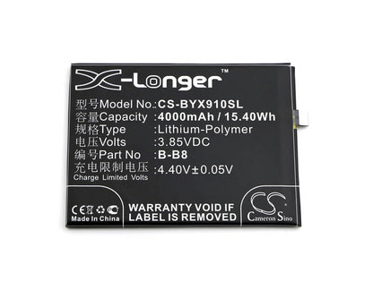 3.85V, 4000mAh, Li-Polymer Battery fits Vivo, X9 Plus, X9 Plus Dual Sim, 15.4Wh
