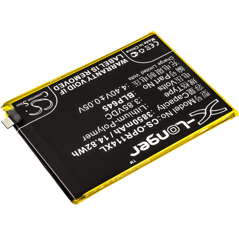 3.85V, 3850mAh, Li-Polymer Battery fits Oppo, Cph1721, R11s Plus, 14.8225Wh