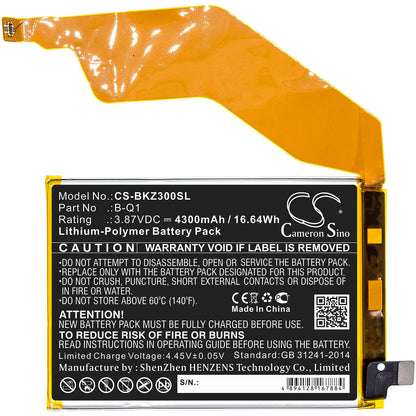 3.87V, 4300mAh, Li-Polymer Battery fits Vivo, Iqoo Z3, V2073a, 16.641Wh