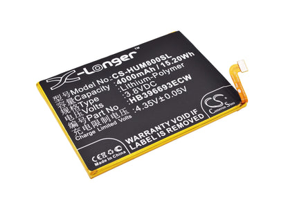 3.8V, 4000mAh, Li-Polymer Battery fits Huawei, Ascend Mate 8, Ascend Mate 8 Dual Sim, 15.2Wh
