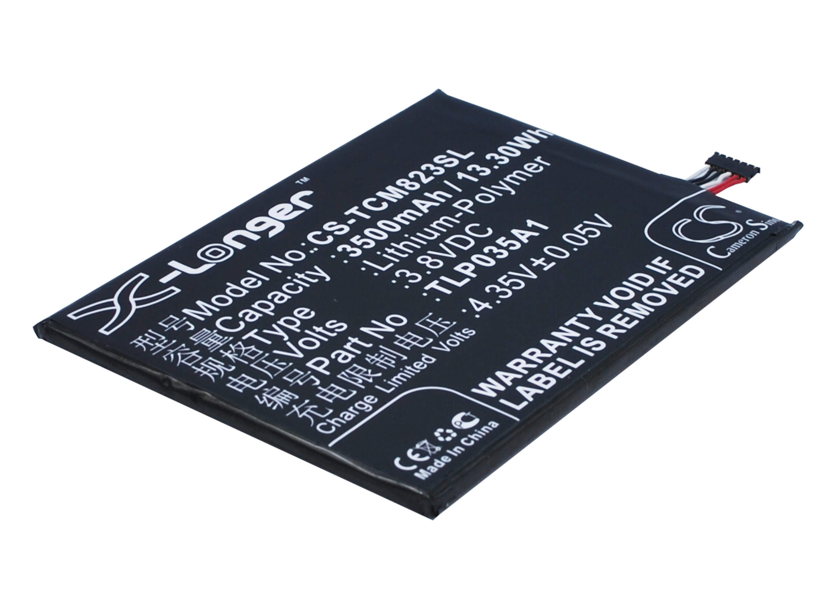 3.8V, 3500mAh, Li-Polymer Battery fits Tcl, M823, N1 Max, 13.3Wh