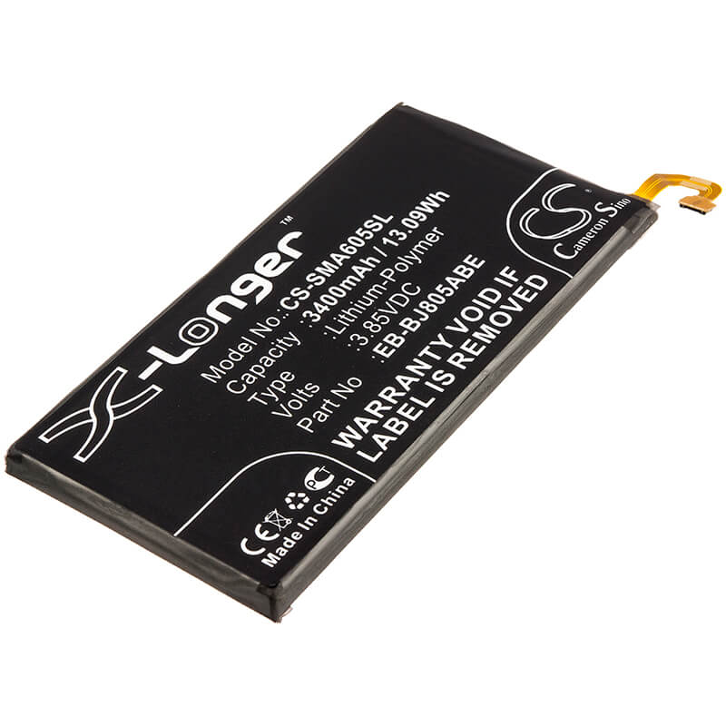 3.85V, 3400mAh, Li-Polymer Battery fits Samsung, Galaxy A6 Plus 2018 Duos, Galaxy A6+ 2018 Duos, 13.09Wh