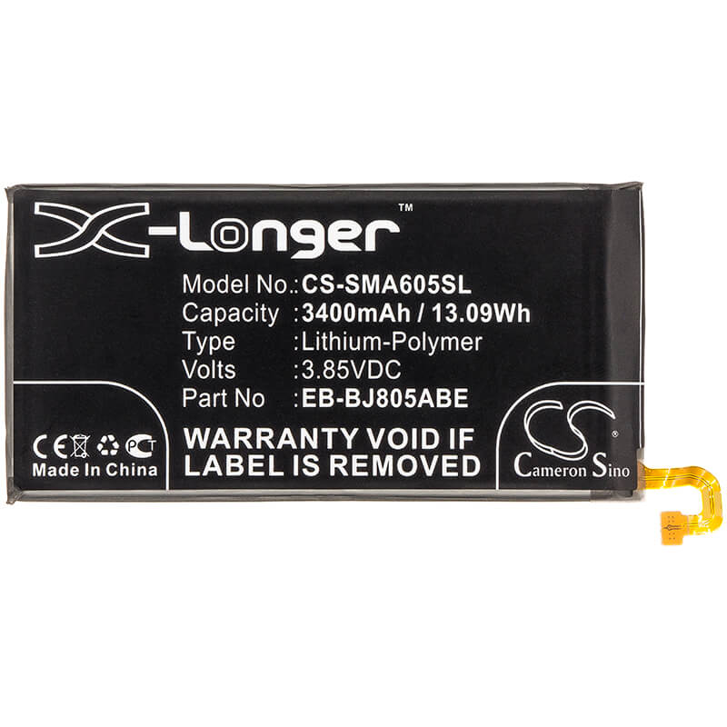 3.85V, 3400mAh, Li-Polymer Battery fits Samsung, Galaxy A6 Plus 2018 Duos, Galaxy A6+ 2018 Duos, 13.09Wh
