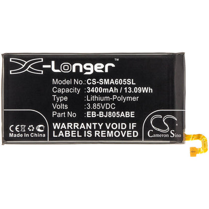 3.85V, 3400mAh, Li-Polymer Battery fits Samsung, Galaxy A6 Plus 2018 Duos, Galaxy A6+ 2018 Duos, 13.09Wh