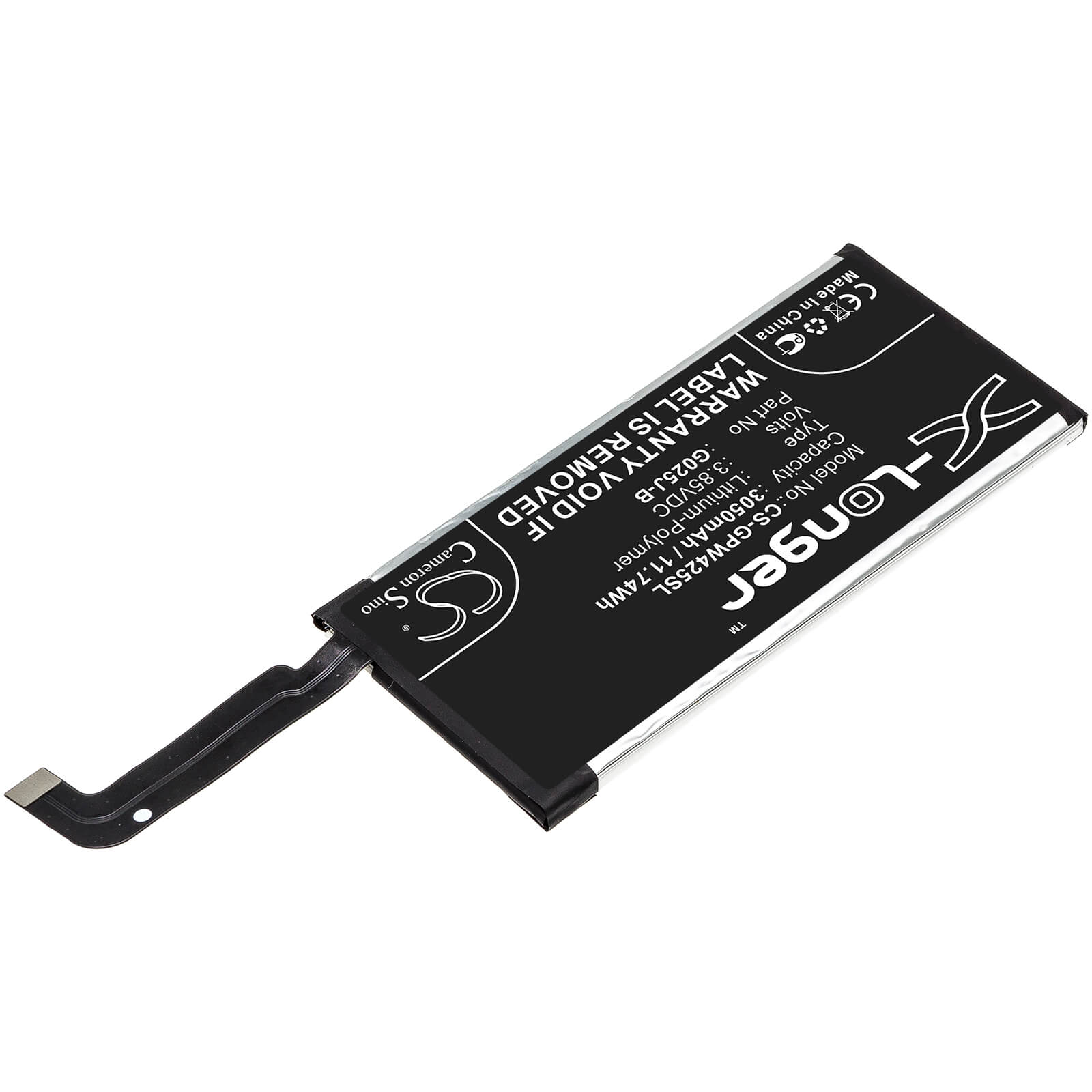 3.85V, 3050mAh, Li-Polymer Battery fits Google, Pixel 4a, 11.7425Wh