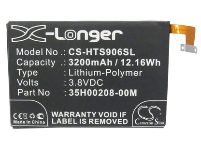 3.8V, 3200mAh, Li-Polymer Battery fits Htc, 901s, Butterfly S, 12.16Wh