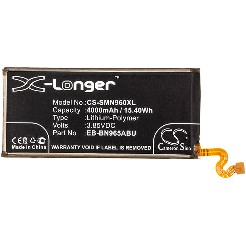 3.85V, 4000mAh, Li-Polymer Battery fits Samsung, Crown, Galaxy Note 9, 15.4Wh