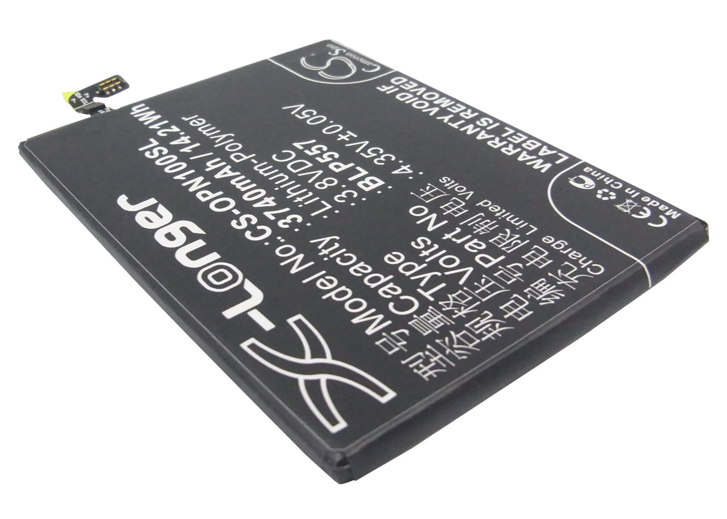 3.8V, 3740mAh, Li-Polymer Battery fits Oppo, N1, N1t, 14.212Wh