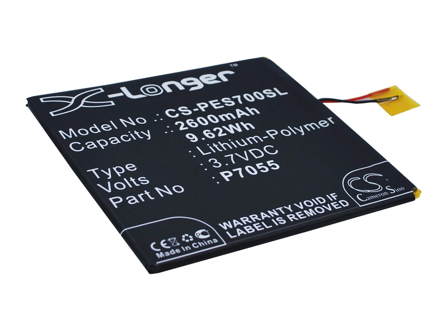 3.7V, 2600mAh, Li-Polymer Battery fits Posh, Equal, S700a, 9.62Wh