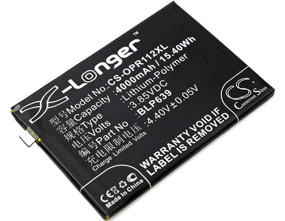 3.85V, 4000mAh, Li-Polymer Battery fits Oppo, R11 Plus, R11 Plus Dual Sim, 15.4Wh