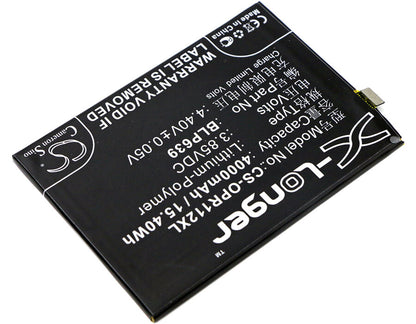 3.85V, 4000mAh, Li-Polymer Battery fits Oppo, R11 Plus, R11 Plus Dual Sim, 15.4Wh