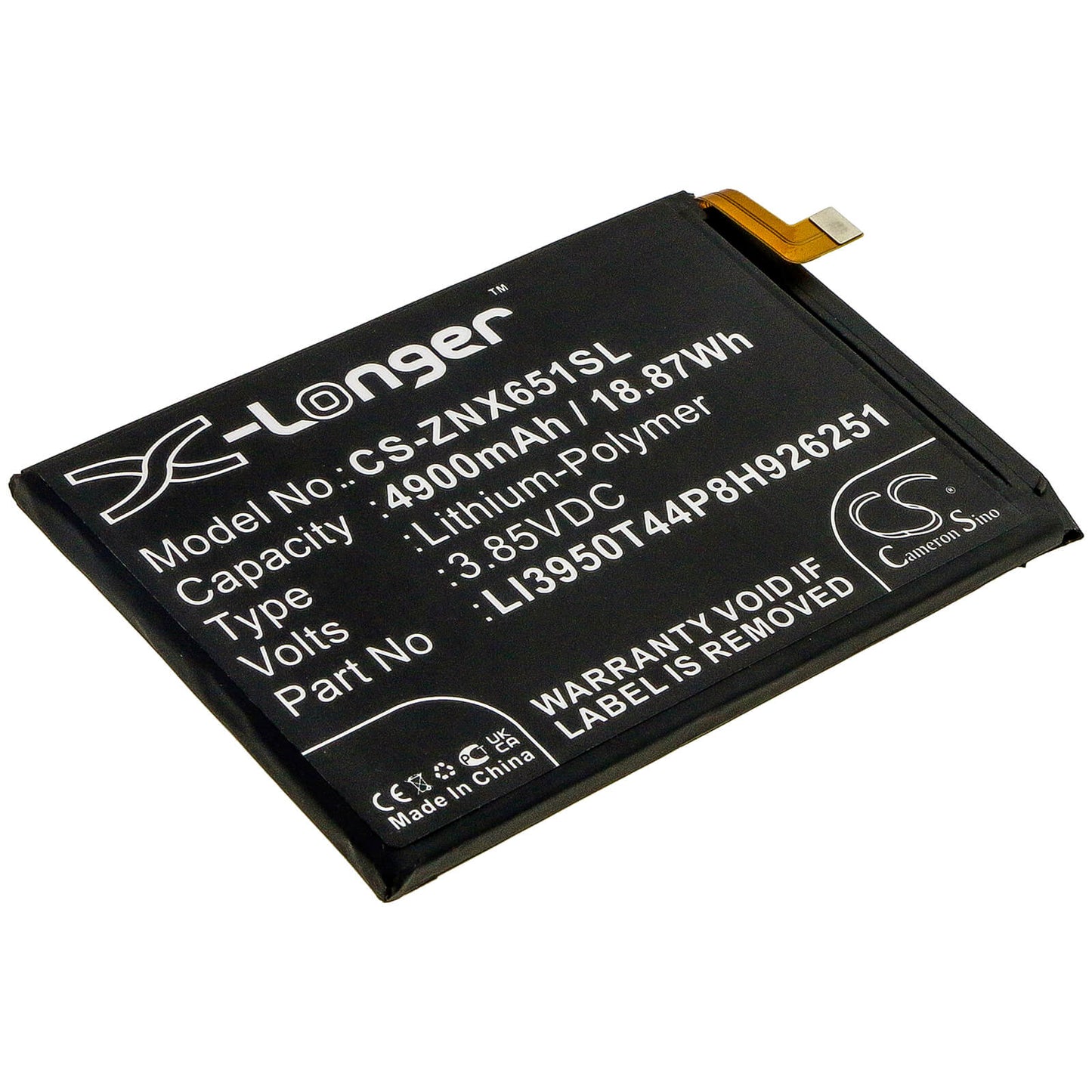 3.85V, 4900mAh, Li-Polymer Battery fits Zte, Nubia Play, Nubia Play 5g, 18.865Wh