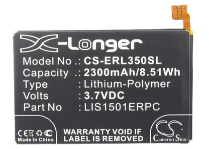 3.7V, 2300mAh, Li-Polymer Battery fits Sony Ericsson, C6503, Calla Ds, 8.51Wh