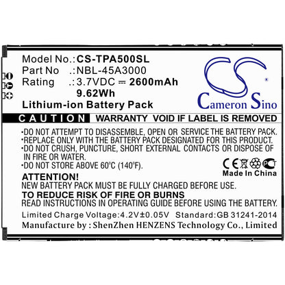 3.7V, 2600mAh, Li-ion Battery fits Tp-link, Neffos A5, Tp7032a, 9.62Wh