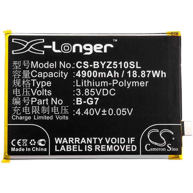 3.85V, 4900mAh, Li-Polymer Battery fits Vivo, 1951, V1911a, 18.865Wh