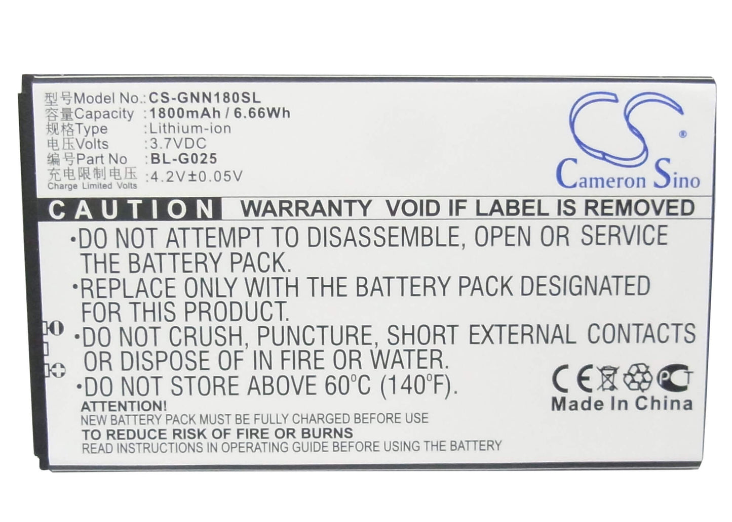 3.7V, 1800mAh, Li-ion Battery fits Fly, Iq440, Iq440 Energie, 6.66Wh
