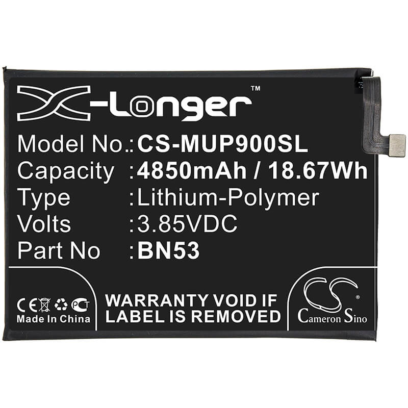 3.85V, 4850mAh, Li-Polymer Battery fits Redmi, M2003j6b1i, M2003j6b2g, 18.6725Wh