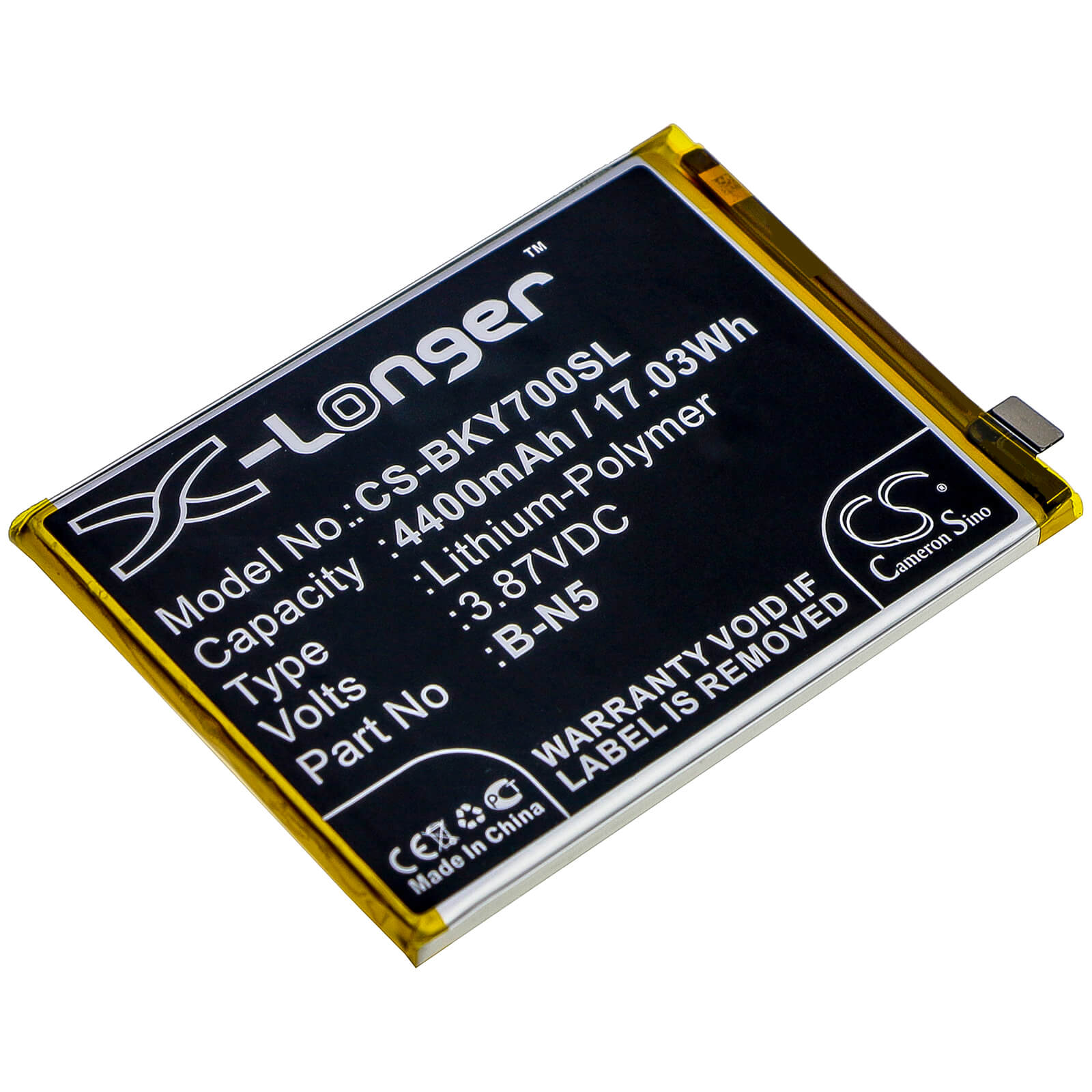 3.87V, 4400mAh, Li-Polymer Battery fits Vivo, V2002, V2002a, 17.028Wh