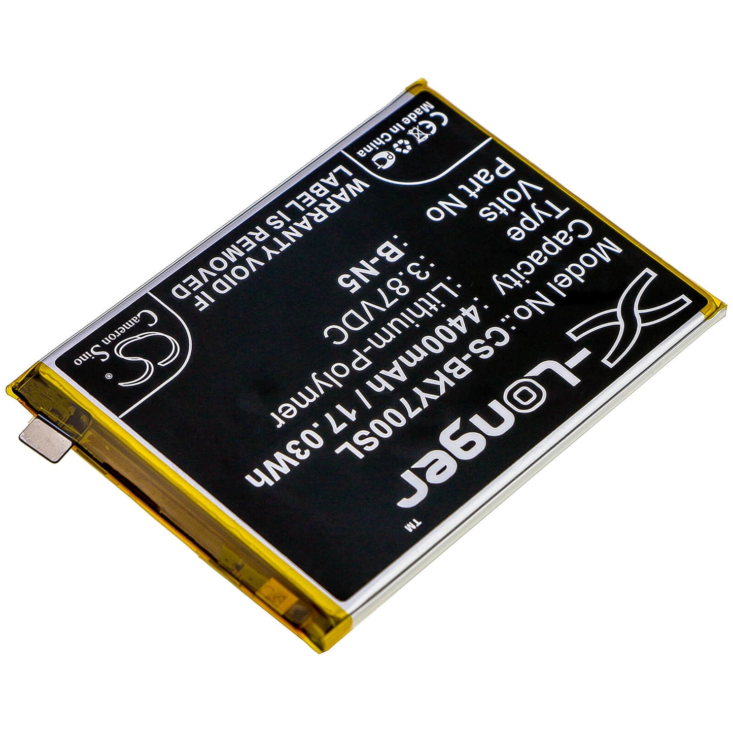 3.87V, 4400mAh, Li-Polymer Battery fits Vivo, V2002, V2002a, 17.028Wh