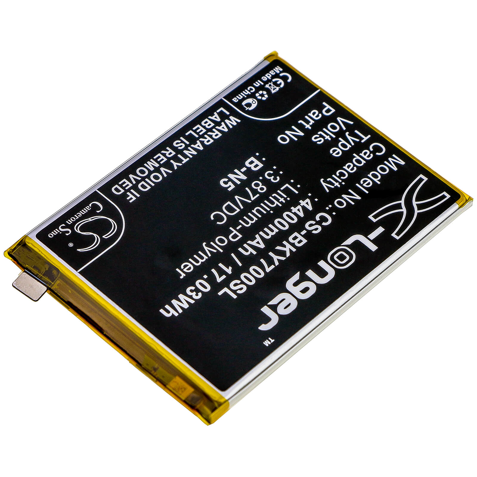 3.87V, 4400mAh, Li-Polymer Battery fits Vivo, V2002, V2002a, 17.028Wh