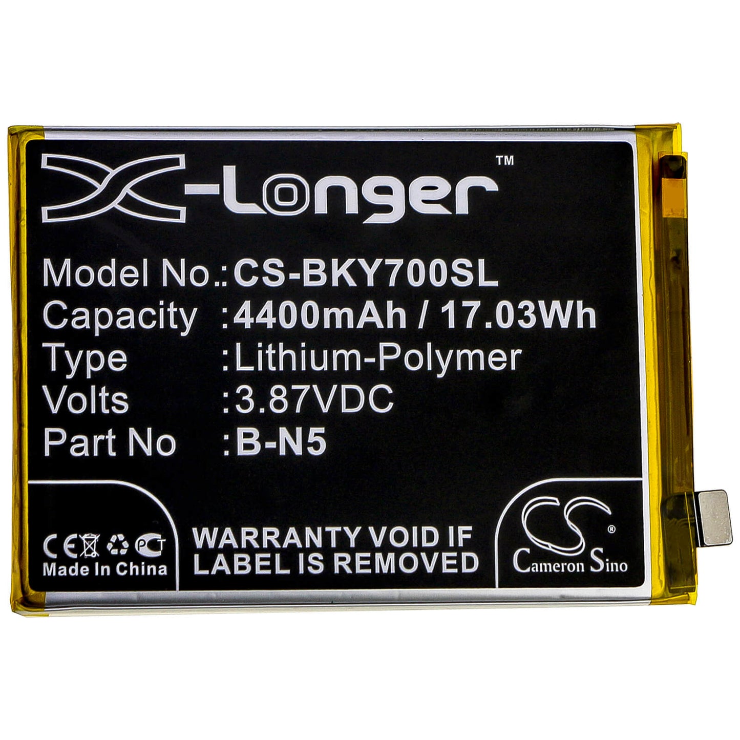 3.87V, 4400mAh, Li-Polymer Battery fits Vivo, V2002, V2002a, 17.028Wh