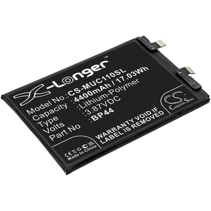 3.87V, 4400mAh, Li-Polymer Battery fits Xiaomi, Cc11, Civi 5g, 17.028Wh