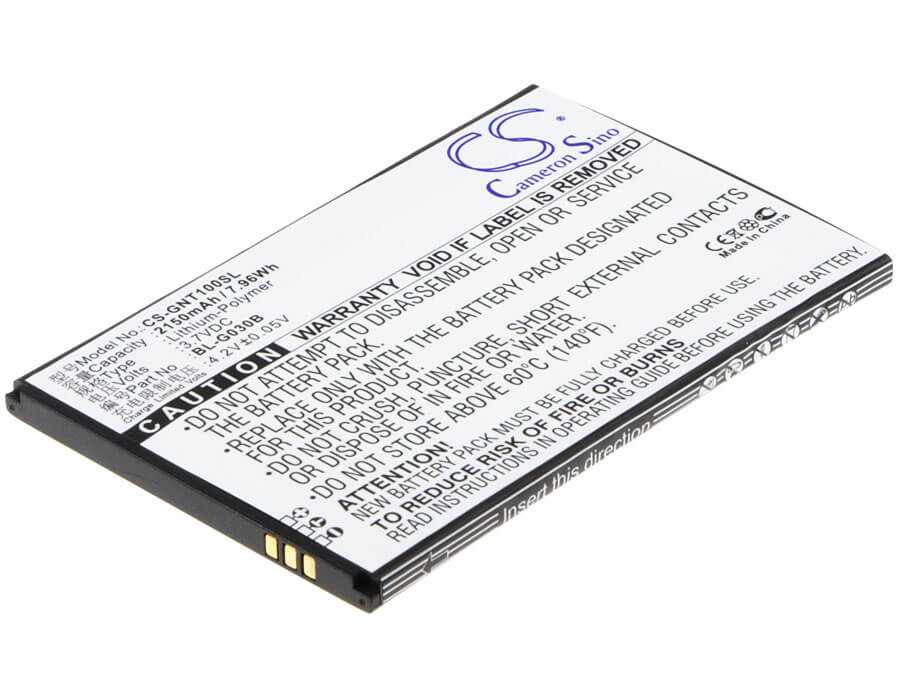 3.7V, 2150mAh, Li-Polymer Battery fits Gionee, T1, Tianjian T1, 7.955Wh