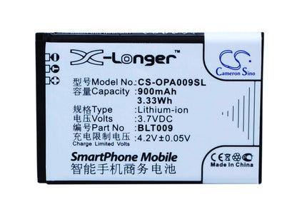 3.7V, 900mAh, Li-ion Battery fits Oppo, A90, 3.33Wh