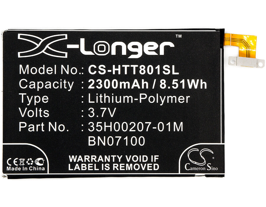 3.7V, 2300mAh, Li-Polymer Battery fits T-mobile, M7, One 801e, 8.51Wh