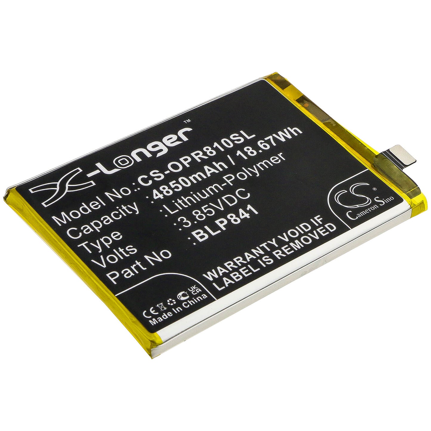 3.85V, 4850mAh, Li-Polymer Battery fits Oppo, Realme 8, Realme Q3, 18.6725Wh