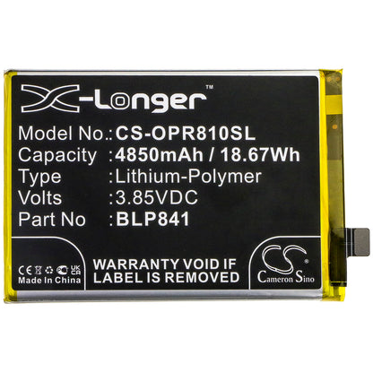 3.85V, 4850mAh, Li-Polymer Battery fits Oppo, Realme 8, Realme Q3, 18.6725Wh