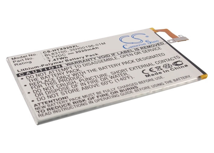 3.8V, 2020mAh, Li-Polymer Battery fits Htc, Adr6435, Butterfly, 7.676Wh