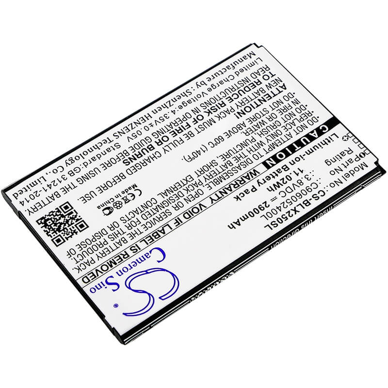 3.8V, 2900mAh, Li-ion Battery fits Blu, E050, E050u, 11.02Wh