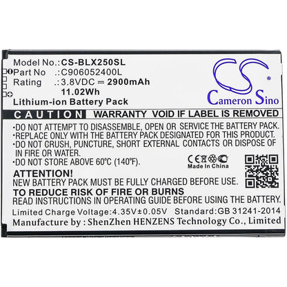 3.8V, 2900mAh, Li-ion Battery fits Blu, E050, E050u, 11.02Wh